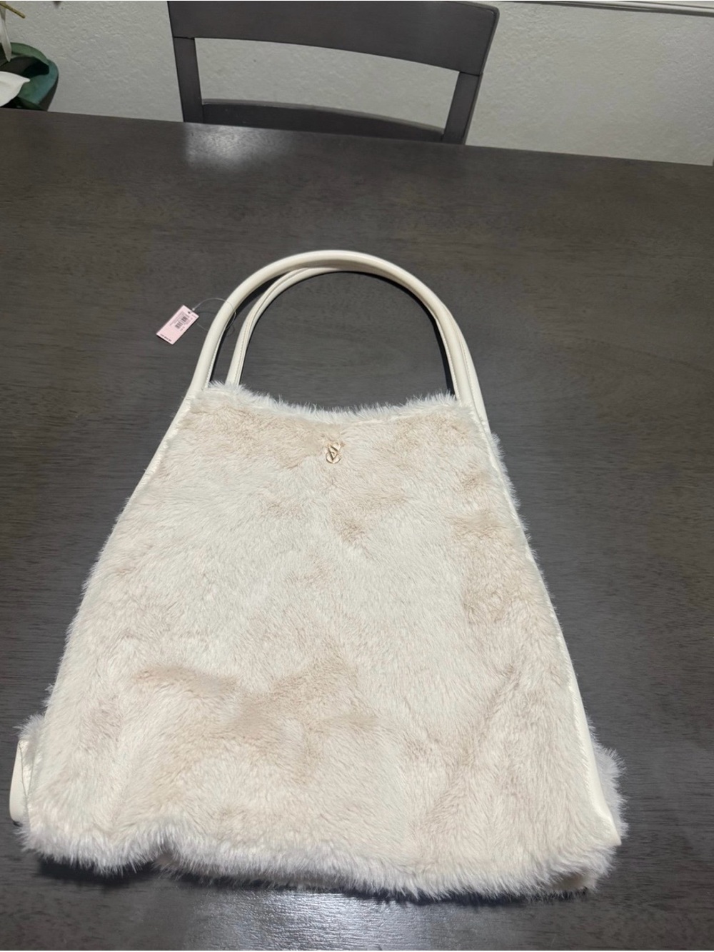 Victoria's Secret Cream Faux Fur Shoulder Tote
